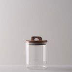 Linens Handle Cam Akasya Kapak 10x10x14 cm Kavanoz
