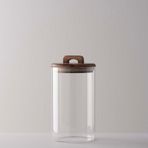 Linens Handle Cam Akasya Kapak 10x10x19 cm Kavanoz