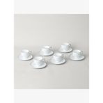 Linens Javed Porselen 6'lı 90 ml Kahve Fincan Seti Beyaz-Gümüş