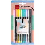 Lineplus 10'lu Lineworks Fineliner Pastel Renkler Keçeli Kalem