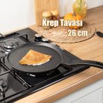 Lines 26 cm Dayanıklı Yuvarlak Granit Krep Tavası