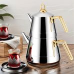 Lines L-3054 Piramit 1.5 lt Paslanmaz Çelik Mini Boy Çaydanlık Takımı
