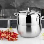 Lines Silver 8 lt Gümüş Metal Kulp Yay Kapak Düdüklü Tencere