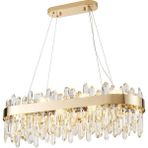 Linfred Yemek Masası Üstü Sıralı Gold Kristal Taşlı Modern Salon Avize - 8