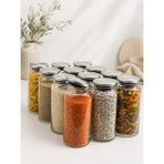 Lingo Home 12 Adet 1300 Ml. Vakumlu Metal Kapaklı Cam Kavanoz Bakliyatlık Erzak Saklama Kabı - 079 Buz Beyazı - renk