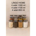 LİNGO HOME 12 Adet 3 FARKLI BÜYÜK BOY Vakumlu Metal Kapaklı Kavanoz - Saklama Kabı Seti -1300-1100-850 ml