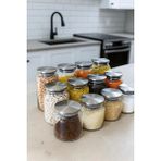 Lingo Home 12'li Metal Kapaklı Kavanoz Seti -Etiketli-Baharatlık Erzak BAKLIYATLIK-500ML 750ML 1000 ml - Şeffaf - Gri - 12 Adet - 1,1 lt
