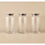 Lingo Home 3 Adet 1300 ml Metal Kapaklı Kavanoz- Saklama Kabı-Vakumlu - Şeffaf - Gri