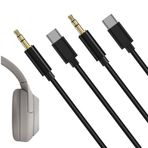 Linkidea 2 Paket Tip-C Ses Kablosu Sony WH-1000XM5 1000XM4 1000XM3 XB910N XB900N CH710N CH700N H910N MDR-XB950BT 1AM2, XB950N1, XB750BT, USB-C ile Uyumlu,5 mm TRS Aux Kordon (3,3 ft/100 cm)