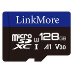 LinkMore XV13 128GB MicroSD Hafıza Kartı, MicroSDXC A1 UHS-I U3 V30 Sınıf 10, 95 MB/s'ye Kadar Okuma, 45 MB/s'ye Kadar Yazma, SD Adaptör Dahil
