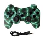 Linkshare wireless controller for ps3, double vibration bluetooth gamepad remote for playstation 3 with Charging Cord (electric green)