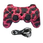 Linkshare wireless controller for ps3, double vibration bluetooth gamepad remote for playstation 3 with Charging Cord (electric red)