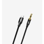 Linktech A586 1 mt Örgülü 3.5 mm Type-C In Aux Siyah Kablo