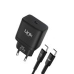 Linktech C212 25W Pd Type-C To Type-C Kablolu Sarj Aleti Set Siyah