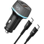 Linktech C434 55W Dual PD30W + QC25W Araç Şarj Aleti Type-C To Type-C Kablo Set - Siyah