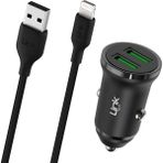 LinkTech C482e 12W 2x USB + Lightning USB Kablo Araç İçi Şarj Aleti Set Siyah