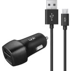 Linktech C491 Araç Şarj Aleti ve Micro USB Kablo Set 2.4A Çift Girişli LCH-C491 - Siyah