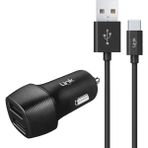 Linktech C493 2.4A 2x USB Araç Şarj Aleti ve Type-C USB Kablo Set