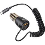 Linktech C509 80W PD45W Sabit Kablolu + Pd + Usb-A Şeffaf Araç Şarj Aleti - Siyah