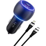 LinkTech C685 Premium 48W 2x USB Type-C Lightning Kablo Araç Şarj Aleti Set - Siyah
