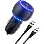 Linktech C686 Premium 48W 2x USB 60W Type-C/type-C Kablo Araç Şarj Aleti Set - Siyah