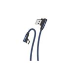 Linktech K594 Safe Type-C - USB 90 Derece Data/Şarj Kablosu 3A 1.5mt Mavi