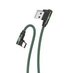 Linktech K594 Safe Type-C - USB 90 Derece Data/Şarj Kablosu 3A 1.5mt Yeşil