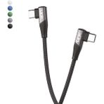 Linktech K595 Safe Mavi 60W 1.5 mt Type-C-Type-C 90 Derece Data Şarj Kablosu