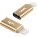 Linktech O190 Type-C To Lightning Dönüştürücü Metal Adaptör - Gold