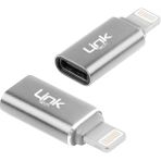 Linktech O190 Type-C To Lightning Dönüştürücü Metal Adaptör - Gri