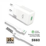 Linktech S660 Premium Beyaz 10W 2.1A Micro USB Otomatik Akıllı Şarj Aleti