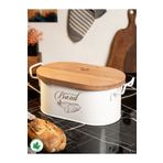 linmetal Ahşap Kapaklı Tel Kulplu Metal Ekmeklik (bread baskılı)