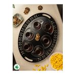 linmetal Lalin Tepsi Metal Oval Servis Tepsisi, Romantik Tepsi, Büyük Tepsi, Çay Kahve Tepsisi Siyah