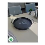 linmetal Lilya 27 cm Metal Tepsi, Tel Kulplu Yuvarlak Çay Tepsisi, Sunum Tepsisi, Tel Kulplu Kahve Tepsisi