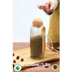 linmetal Top Mantar Kapaklı Cam Kavanoz Ve Baharatlık, Kapaklı Saklama Kabı, 1200ml 1,2 litre Ölçekli Desenli