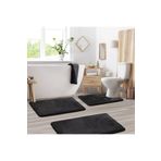 LİNOS HOME 3'lü Banyo Paspas Seti Klozet Önü Peluş Yumuşacık Yıkanabilir Siyah (50x80-40x60-40x50)
