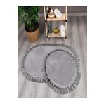 LİNOS HOME Peluş Oval Ponpon Saçaklı Klozet Takımı Modern Halı Banyo Paspası