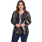 Linsolita Kadın V Yaka Modelli Baskılı Bluz BGL-ST05107