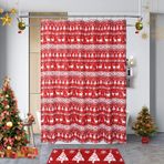 LinTimes Noel Duş Perdesi, Kırmızı Noel Duş Perdesi Astarı, Banyo Dekoru için Beyaz Noel Çam Standart Duş Perdesi, Modern Mutlu Yeni Yıl Kış Kumaş Duş Perdesi, 35 x 72 Kırmızı