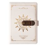 LinYesh retro poliüretan deri not defteri, kilitli (görsel desenli), A5 gizli şifre, not defteri, günlük, seyahat günlüğü, düzenleyici, şifreli kilitli, kalem tutucu, 145 x 210 mm