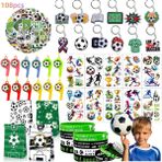 LINYUECH 108 adet futbol partisi hediyesi, çocuklar, futbol çıkartması, anahtarlık, silikon bileklik, düdük, dövme, dekorasyon, hediye torbası, çocuk doğum günü, futbol partisi