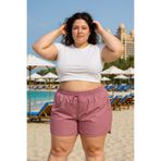 Lio20 Kadın Büyük Beden Deniz Havuz Şortu - Pudra - Cepsiz -3XL-6XL Beden Arası
