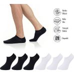 Lion Monroe Saf Bambu 4 Mevsim Erkek Sneaker Siyah - Beyaz Çorap Dikişsiz Görünmez Bilekte Spor Çorap Prime Comfort 6'lı S681AZNS - 35 - 36