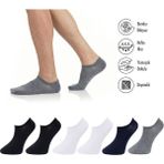 Lion Monroe Saf Bambu 4 Mevsim Erkek Sneaker Siyah - Beyaz - Lacivert - Gri Çorap Dikişsiz Görünmez Bilekte Spor Çorap Prime Comfort 6'lı S681AZNS - 35