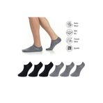 Lion Monroe Saf Bambu Erkek Sneaker Çorap Siyah - Gri Melanj Dikişsiz Görünmez Bilekte Spor Çorap Premium 6'lı L5952AZNB Softaura