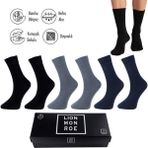 Lion Monroe Saf Bambu Erkek Soket Uzun Düz Siyah-Füme-Lacivert Çorap Dikişsiz Premium Kutulu 6'lı L5952AZNB Softaura - L - XL - Siyah - Füme - Lacivert