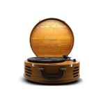 Lion Retro Çanta Tipi Yuvarlak Pikap – Dahili Hoparlörlü, Bluetooth Bağlantılı Taşınabilir Plak Çalar – Vintage Ahşap Gövde, 33/45 RPM, Deri Saplı Nostaljik Pikap