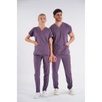 Lion Üniforma Açık Mürdüm Dr. Greys Modeli Likralı Hemşire Forması Yarasa Kol Doktor Scrubs Hastane Takımı - 2XS