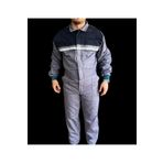 Lion Yazlık İş Tulumu 16/12 Gabardin Gri Lacivert Boy Tulumu Reflektörlü 6Cepli