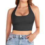 Liona Kadın Kare Yaka Siyah Renk Crop Top Bluz